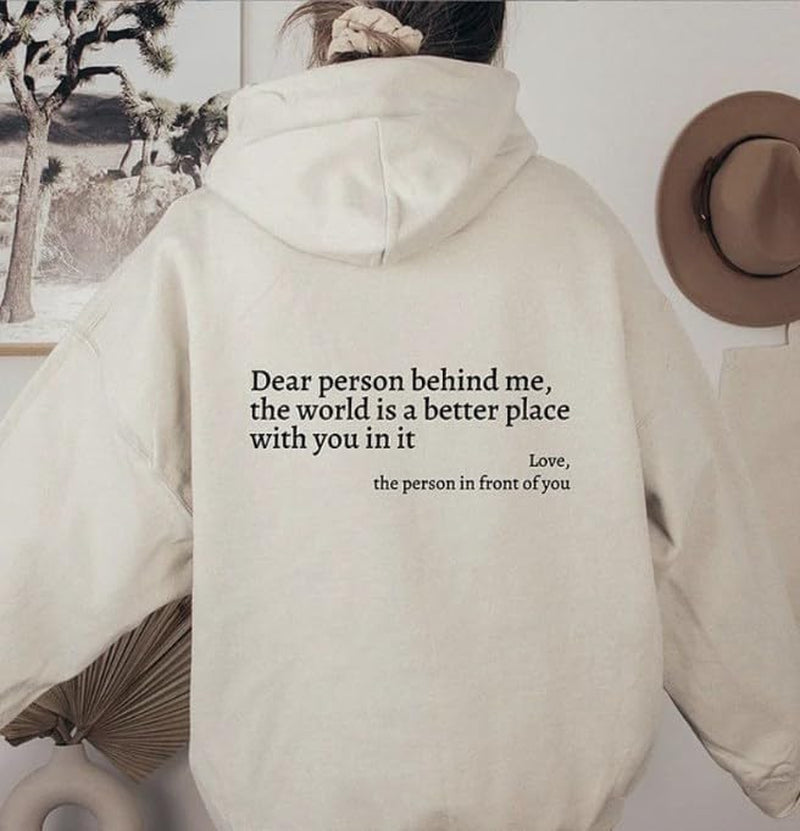 Dear Person behind Me Hoodie, Personalized Women'S Girls' Clothing SWEATSHIRT, You Are Enough Mental Health Awareness Apricot, S-5XXL