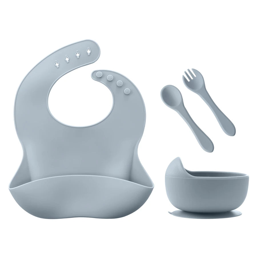 Free Custom Name Baby Silicone Feeding Set Baby Bibs Kids Dishes Plate Feeding Bowl Spoon Fork Children'S Tableware