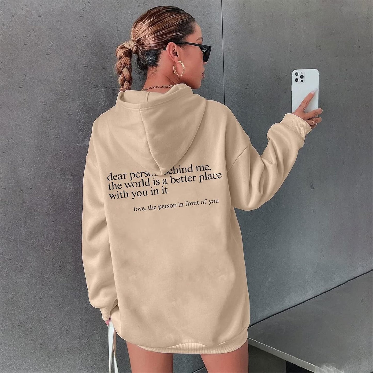Dear Person behind Me Hoodie, Personalized Women'S Girls' Clothing SWEATSHIRT, You Are Enough Mental Health Awareness Apricot, S-5XXL