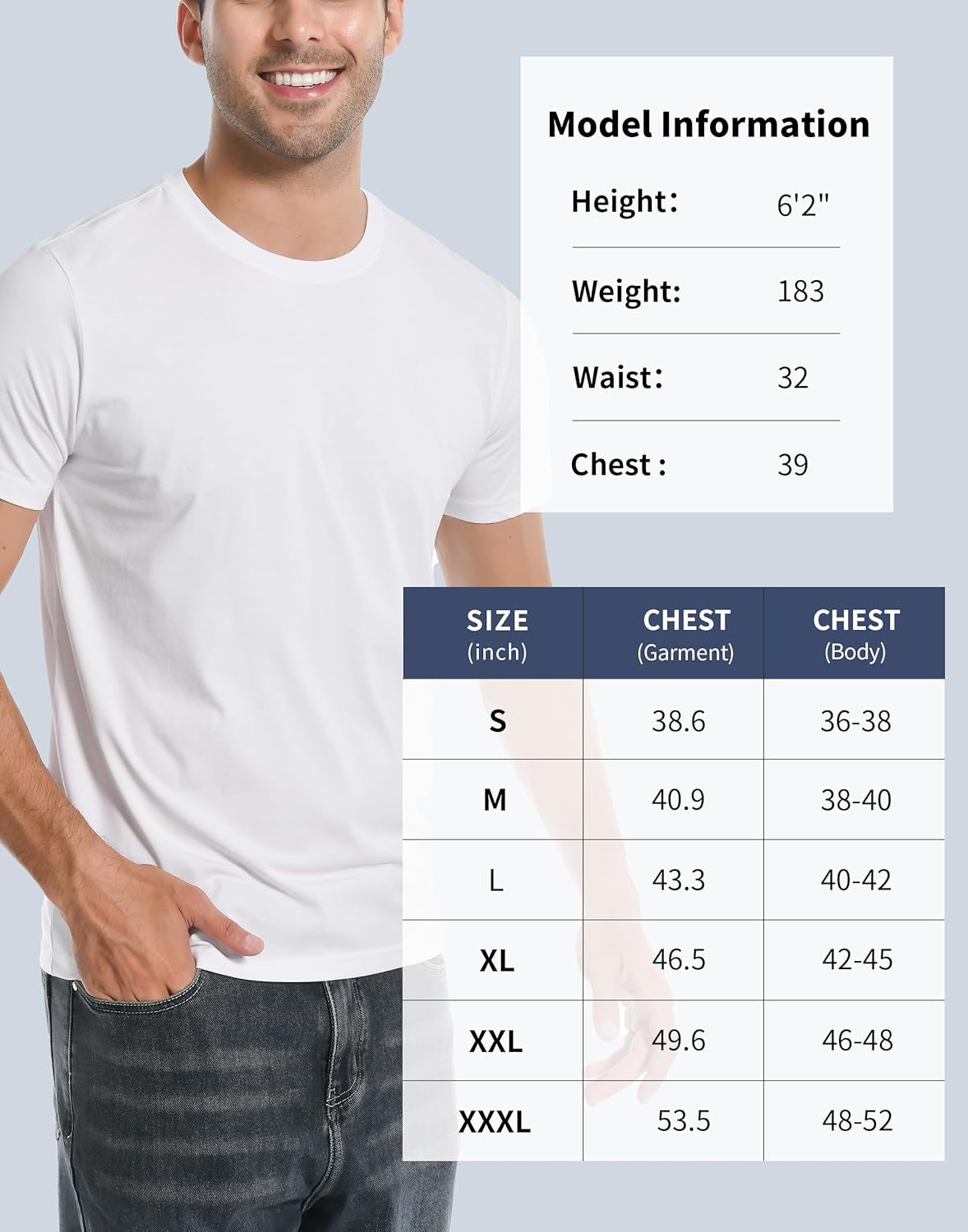 Mens Bamboo T Shirt Ultra Soft White Plain Tshirts Shirts for Men Cooling Crew Neck Casual Basic Tee Shirt