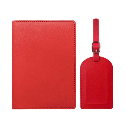 Free Custom Name Passport Cover Luggage Tag Set Fashion Soomth PU Leather Ticket Passport Holder Personalize Travel Purse