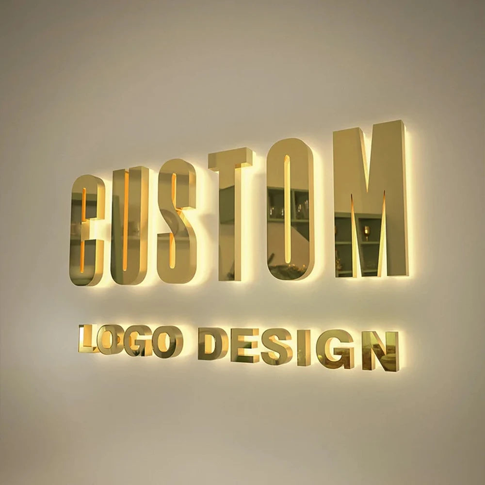 Custom 3D Metal LED Sign Luminous Lettering for Outdoor/Indoor Company Store Logo Wall Decor Illuminated Light Signage