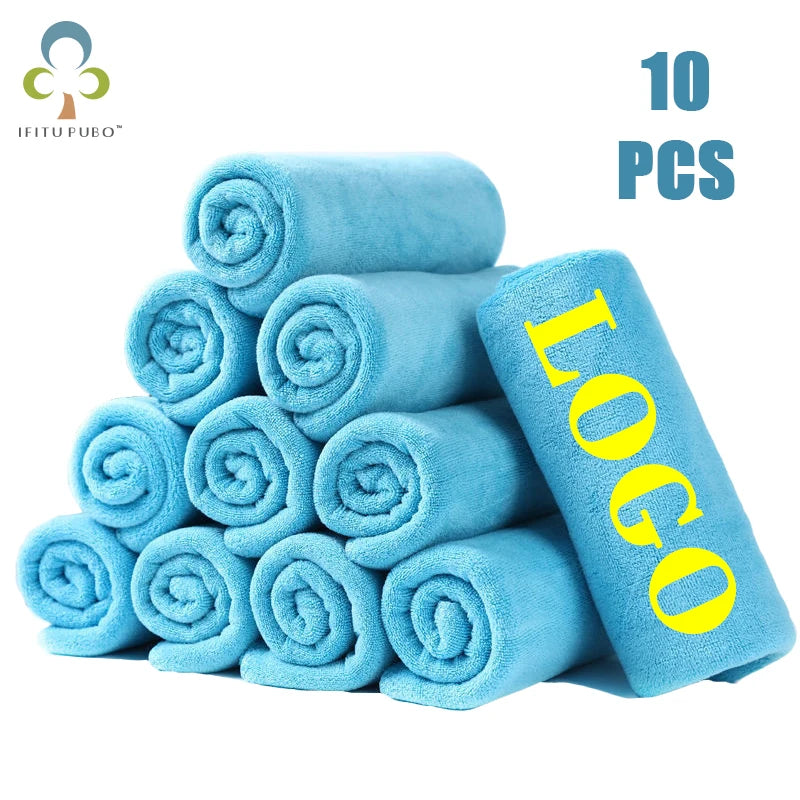 10PCS 30X70Cm Custom LOGO Towel Free Laser Embossing Lettering Microfiber Beauty Salon Barbershop Gift Private Customization ZYF