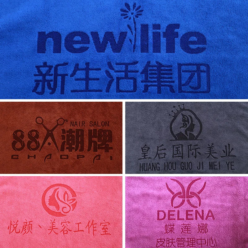 10PCS 30X70Cm Custom LOGO Towel Free Laser Embossing Lettering Microfiber Beauty Salon Barbershop Gift Private Customization ZYF