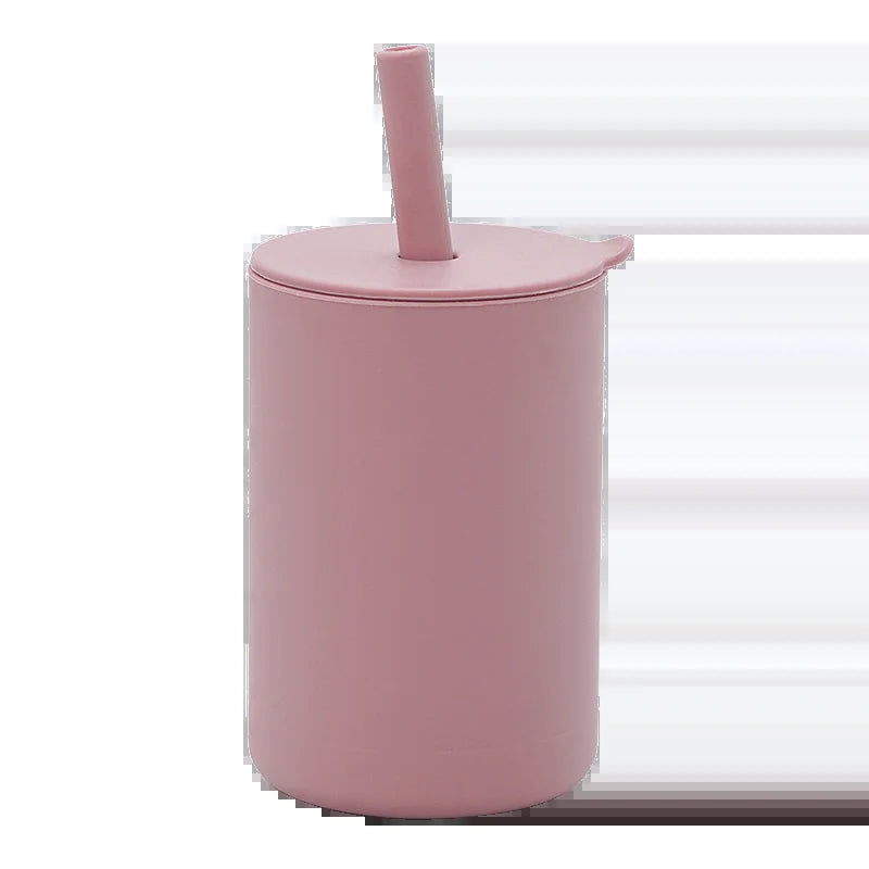 Custom Hight Super Soft Training Nontoxic Drinking Straw Cleaners Organic Detachable Sensory Sippy Silicone Tumbler Silicone Cup