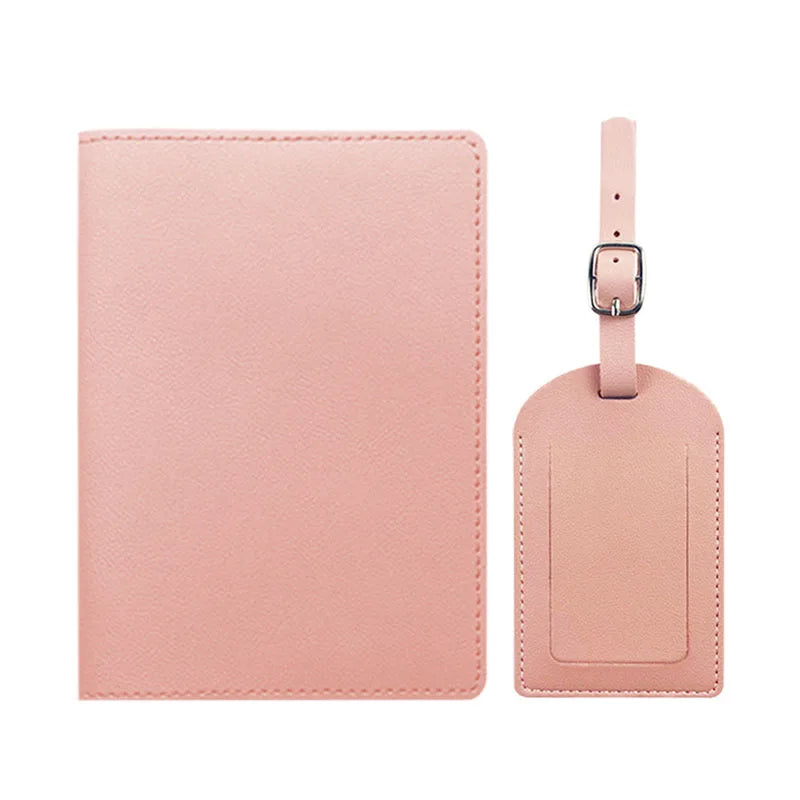 Free Custom Name Passport Cover Luggage Tag Set Fashion Soomth PU Leather Ticket Passport Holder Personalize Travel Purse