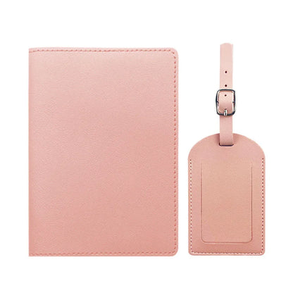 Free Custom Name Passport Cover Luggage Tag Set Fashion Soomth PU Leather Ticket Passport Holder Personalize Travel Purse