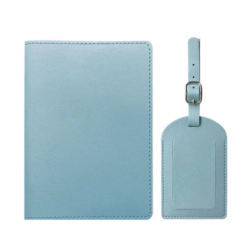 Free Custom Name Passport Cover Luggage Tag Set Fashion Soomth PU Leather Ticket Passport Holder Personalize Travel Purse