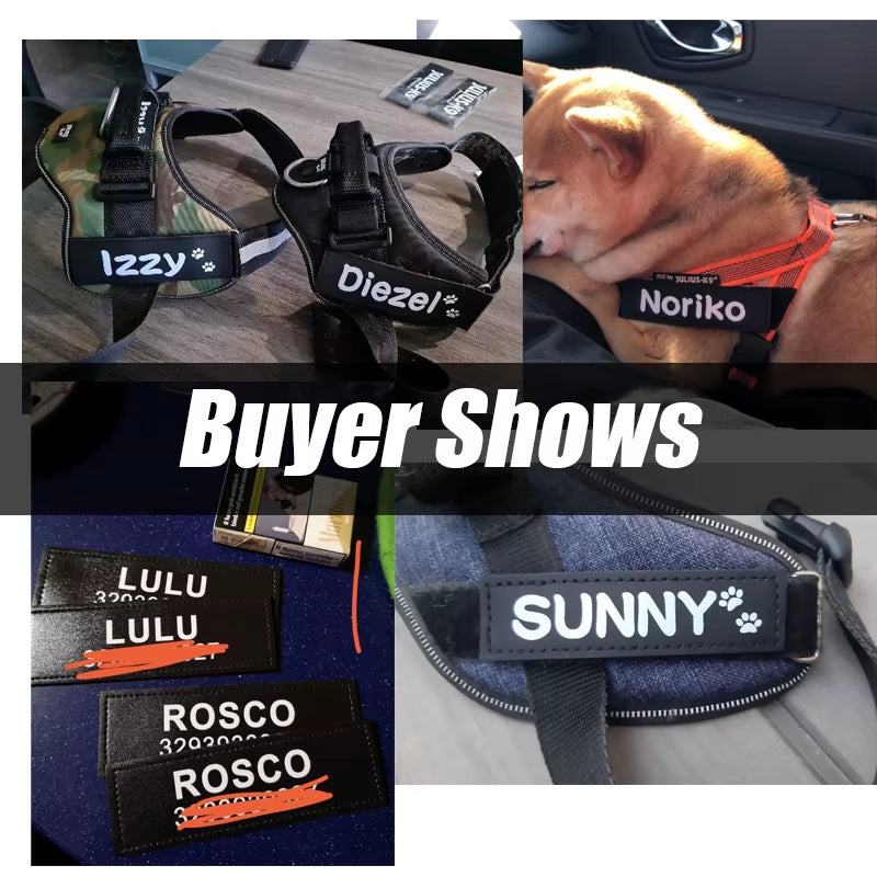 Large Custom Dog Velcro Label Pet Chest Strap Velcro Custom Patch Name Tag Dog Chest Strap Harness