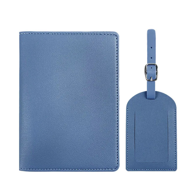 Free Custom Name Passport Cover Luggage Tag Set Fashion Soomth PU Leather Ticket Passport Holder Personalize Travel Purse