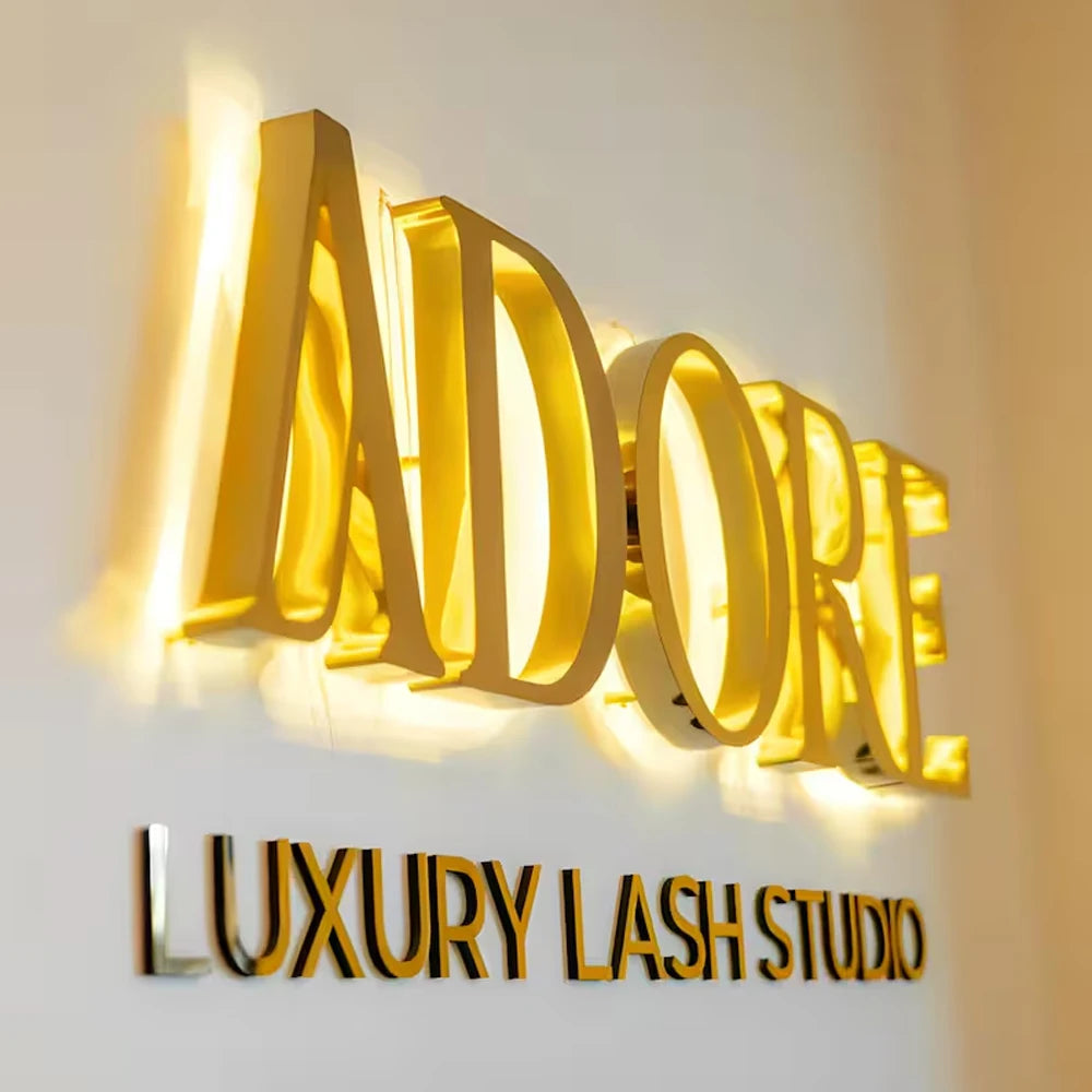 Custom 3D Metal LED Sign Luminous Lettering for Outdoor/Indoor Company Store Logo Wall Decor Illuminated Light Signage