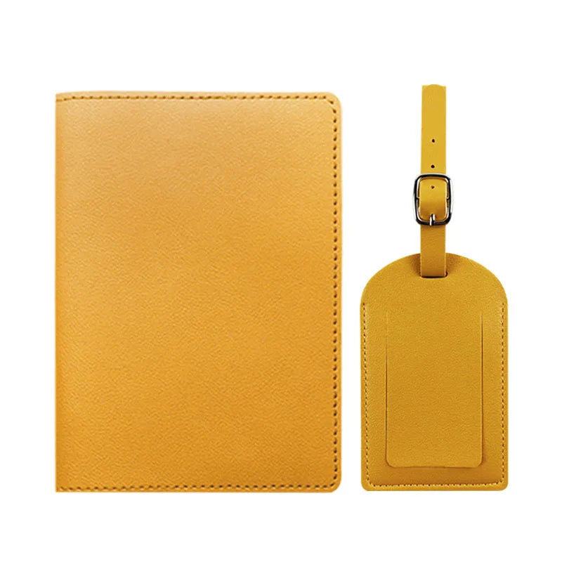 Free Custom Name Passport Cover Luggage Tag Set Fashion Soomth PU Leather Ticket Passport Holder Personalize Travel Purse