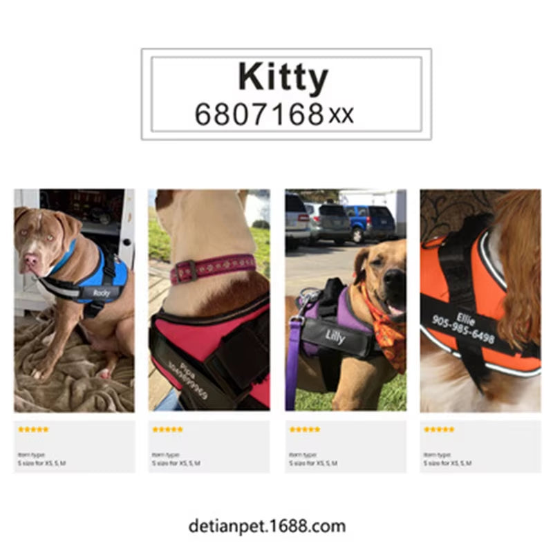 Large Custom Dog Velcro Label Pet Chest Strap Velcro Custom Patch Name Tag Dog Chest Strap Harness