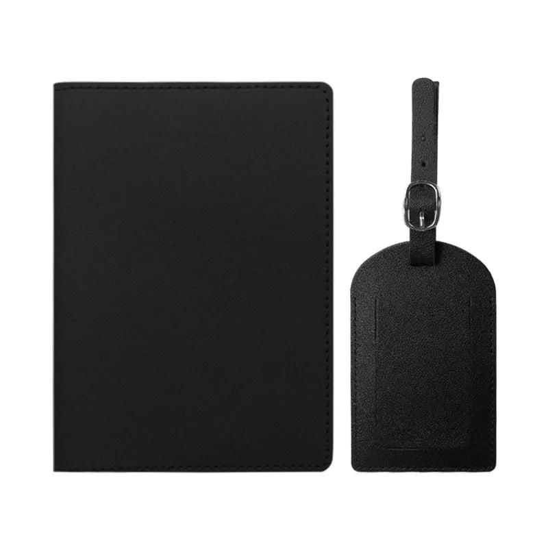 Free Custom Name Passport Cover Luggage Tag Set Fashion Soomth PU Leather Ticket Passport Holder Personalize Travel Purse
