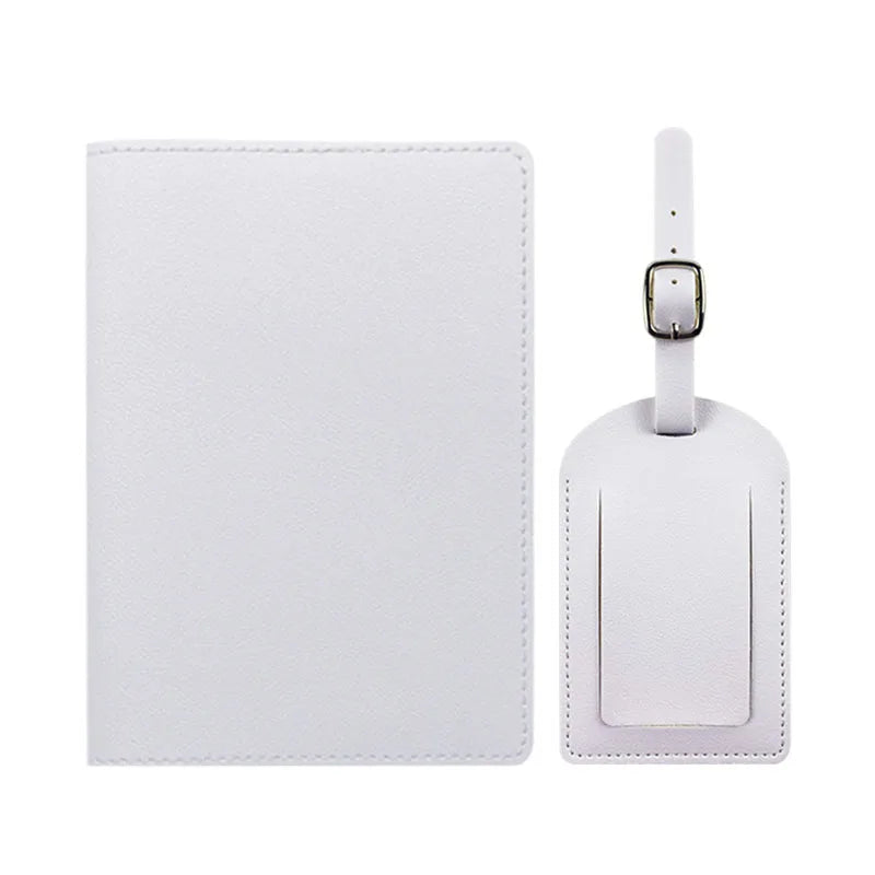 Free Custom Name Passport Cover Luggage Tag Set Fashion Soomth PU Leather Ticket Passport Holder Personalize Travel Purse