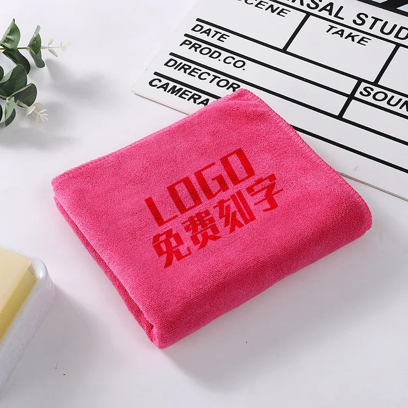 10PCS 30X70Cm Custom LOGO Towel Free Laser Embossing Lettering Microfiber Beauty Salon Barbershop Gift Private Customization ZYF