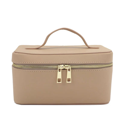 Custom Name Ladies Saffiano Split Leather Travel Toiletry Case Bag Portable Hanging Makeup Organizer Box Cosmetic Bag for Women