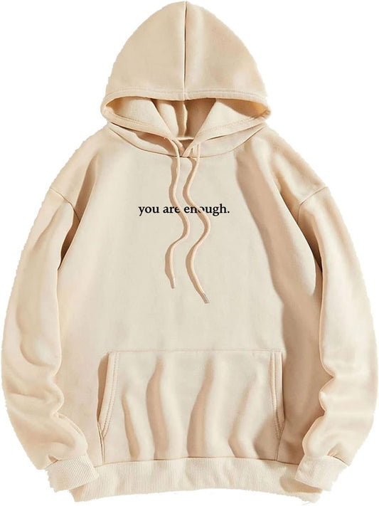 Dear Person behind Me Hoodie, Personalized Women'S Girls' Clothing SWEATSHIRT, You Are Enough Mental Health Awareness Apricot, S-5XXL