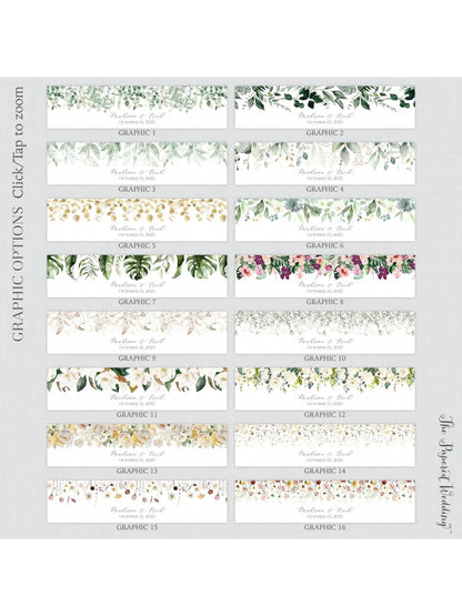 30PCS Custom Floral Water Bottle Labels Print Flower Graphics Fonts Wedding Water Bottle Stickers