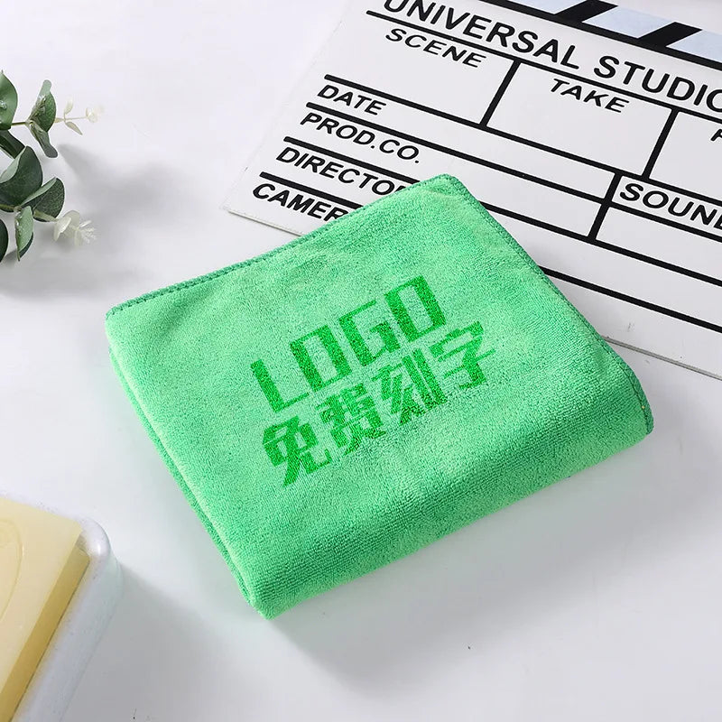 10PCS 30X70Cm Custom LOGO Towel Free Laser Embossing Lettering Microfiber Beauty Salon Barbershop Gift Private Customization ZYF