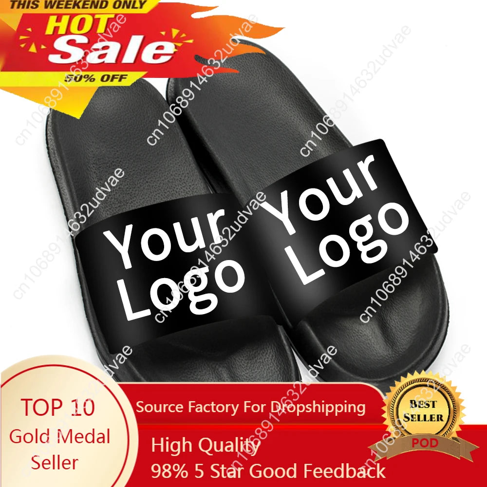 Dly Custom Slippers Man Woman Indoor Slipper Bathroom Sandals Water Shoes Black