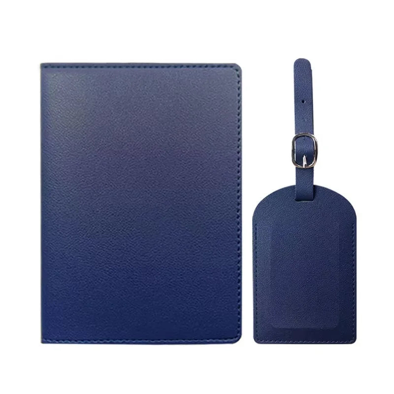 Free Custom Name Passport Cover Luggage Tag Set Fashion Soomth PU Leather Ticket Passport Holder Personalize Travel Purse