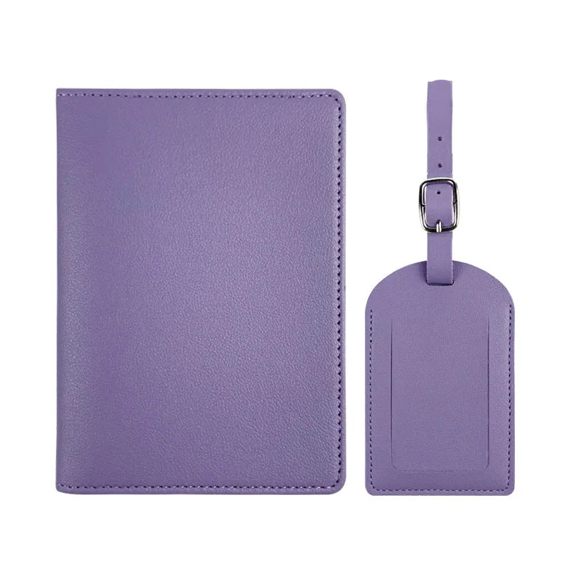 Free Custom Name Passport Cover Luggage Tag Set Fashion Soomth PU Leather Ticket Passport Holder Personalize Travel Purse