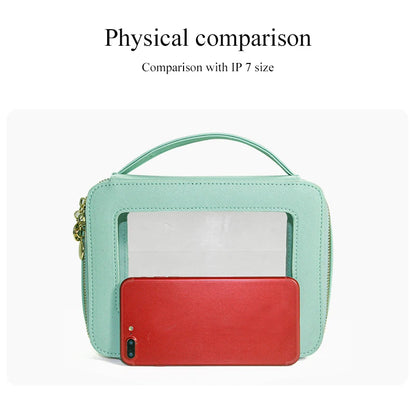 Vegan Leather Makeup Bag Custom Name Initials Pu Cosmetics Bag Handle Toiletry Bag Waterproof Storage Bag