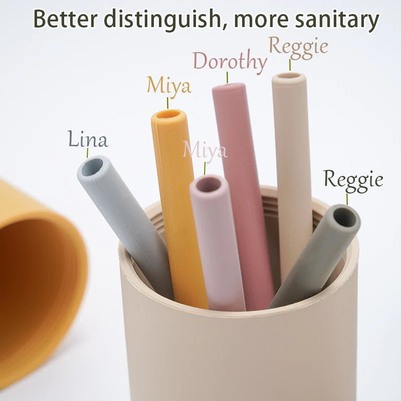 Custom Hight Super Soft Training Nontoxic Drinking Straw Cleaners Organic Detachable Sensory Sippy Silicone Tumbler Silicone Cup