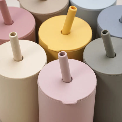 Custom Hight Super Soft Training Nontoxic Drinking Straw Cleaners Organic Detachable Sensory Sippy Silicone Tumbler Silicone Cup