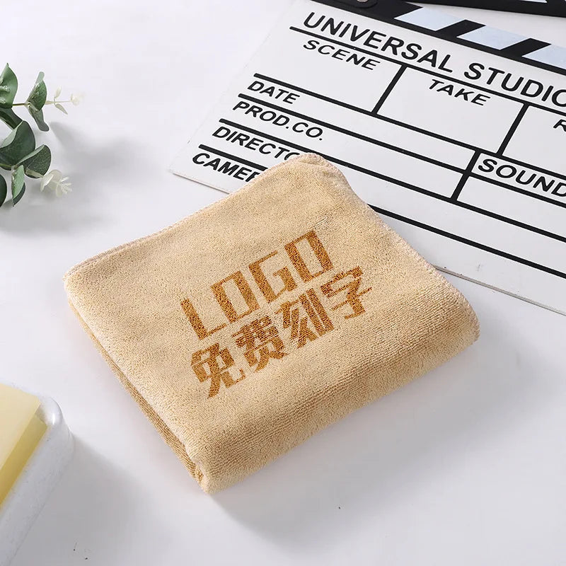 10PCS 30X70Cm Custom LOGO Towel Free Laser Embossing Lettering Microfiber Beauty Salon Barbershop Gift Private Customization ZYF