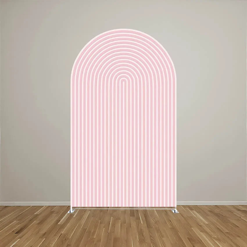 Custom Pink Stripe Strawberry Birthday Cover Chiara Arch Background Baby Shower Party Decor Backdrop Photo Doubleside