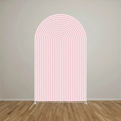 Custom Pink Stripe Strawberry Birthday Cover Chiara Arch Background Baby Shower Party Decor Backdrop Photo Doubleside
