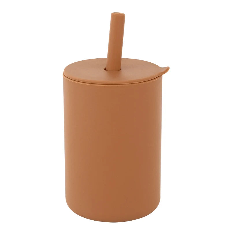 Custom Hight Super Soft Training Nontoxic Drinking Straw Cleaners Organic Detachable Sensory Sippy Silicone Tumbler Silicone Cup