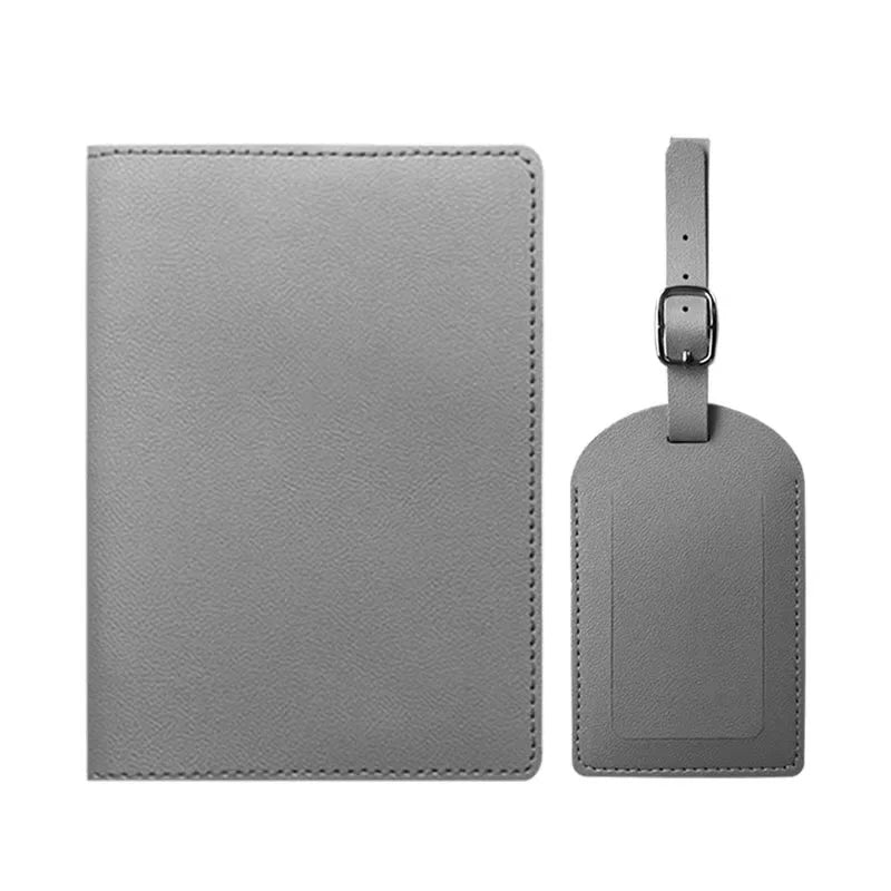 Free Custom Name Passport Cover Luggage Tag Set Fashion Soomth PU Leather Ticket Passport Holder Personalize Travel Purse
