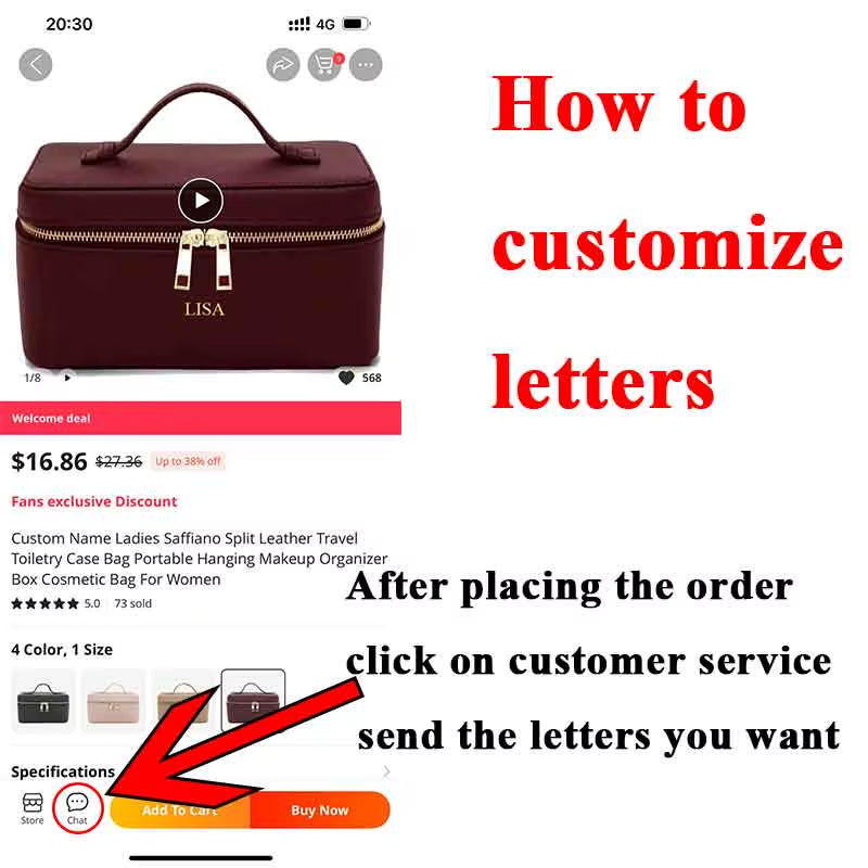 Custom Name Ladies Saffiano Split Leather Travel Toiletry Case Bag Portable Hanging Makeup Organizer Box Cosmetic Bag for Women